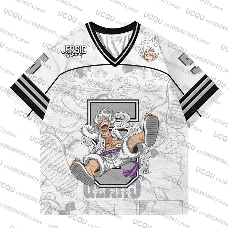 Color: Red, Size: L - 2025 Japanese Anime Football Jersey One Piece Luffy Men/Women Oversize Summer Quick Dry Sport Breathable Bandai Cosplay Tshirt