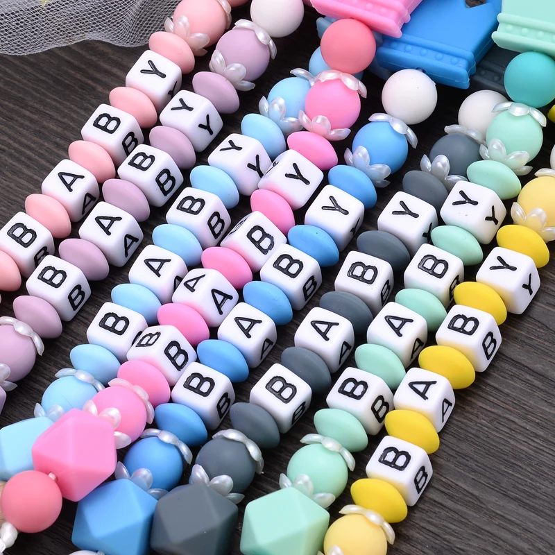 Color: Light Grey - New Baby Crown Pacifier Clips Silicone Pacifier Chains Handmade Toddler Teething Chain Nipple Clip Chew Toys Not Customized