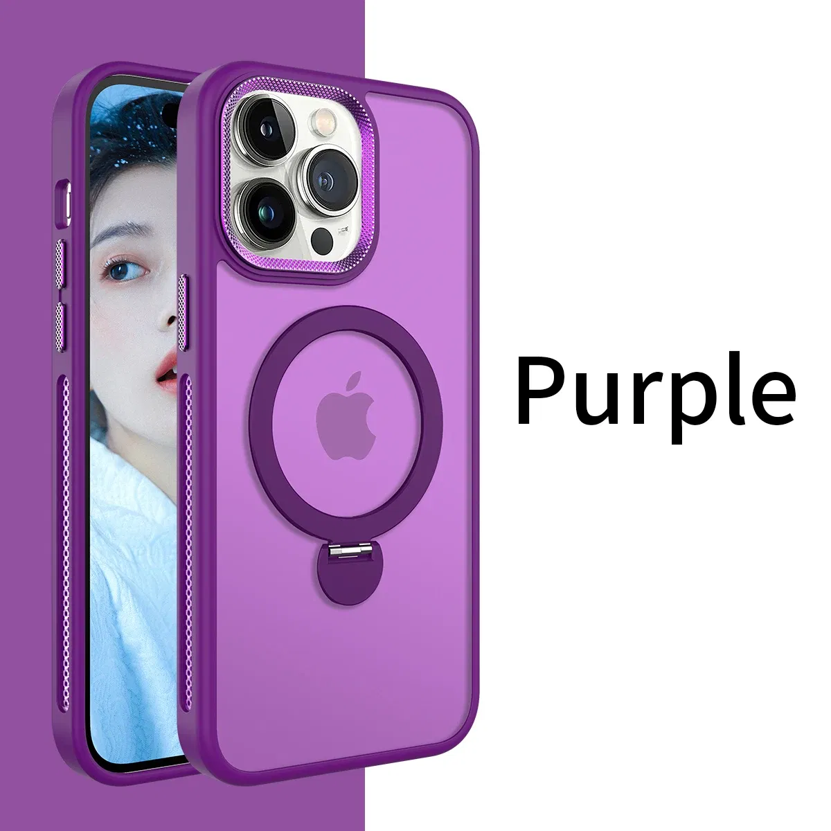 Color: Brown, Material: PVC - For iPhone 15 Pro Max 360?° Rotation Magnetic Holder Stand Matte Phone Case For iPhone 11 12 13 14 15 Plus Heat Dissipation Cover