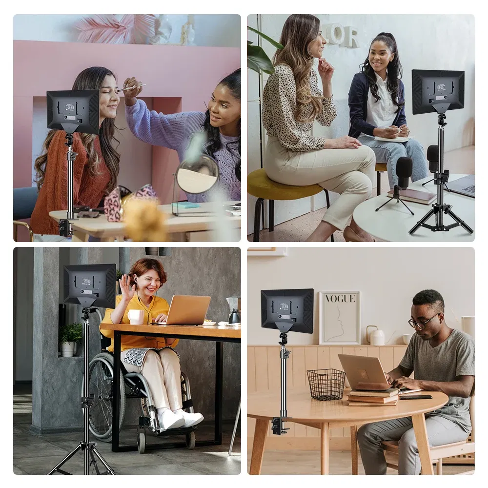 Color: WHITE, Ships From: CHINA - 14'' LED Video Light Photography Selfie Dimmable Panel Lighting Photo Studio Live Stream Fill Lamp Three Color With Tripod Stand