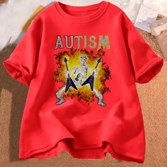 Color: Silver, Size: S - Autistic Funny Skeleton T Shirt Women Men Autism Edgy Skeleton Meme T-shirt Casual Short Sleeve Tshirt Round Neck Clothes