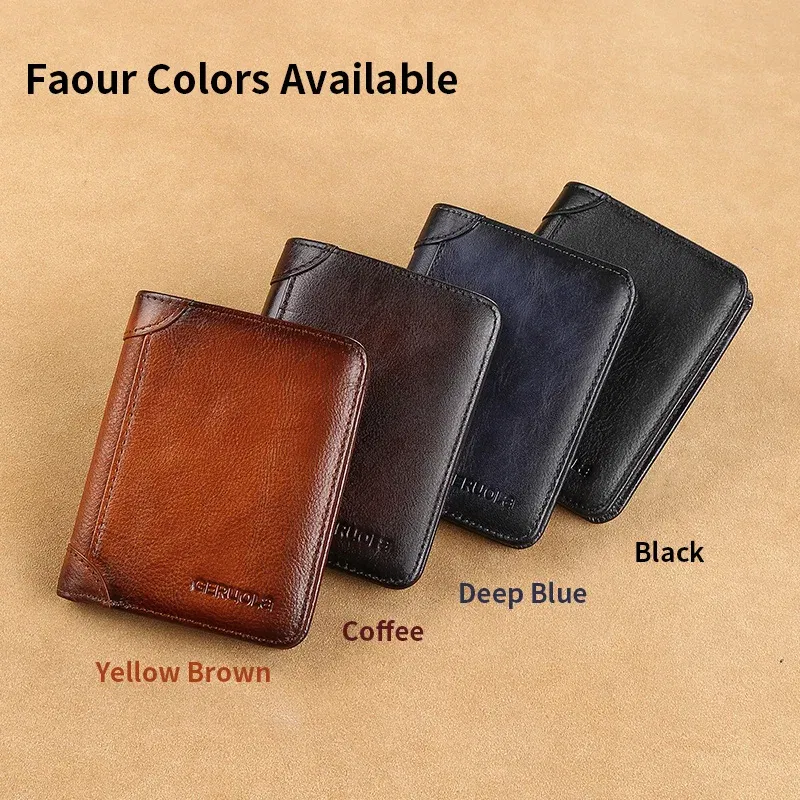 Color: black - GERUOLA Slim RFID Shielded Genuine Leather Wallet for Men-Multifunctional ID & Credit Card Holder Dark Brown with Embellishments