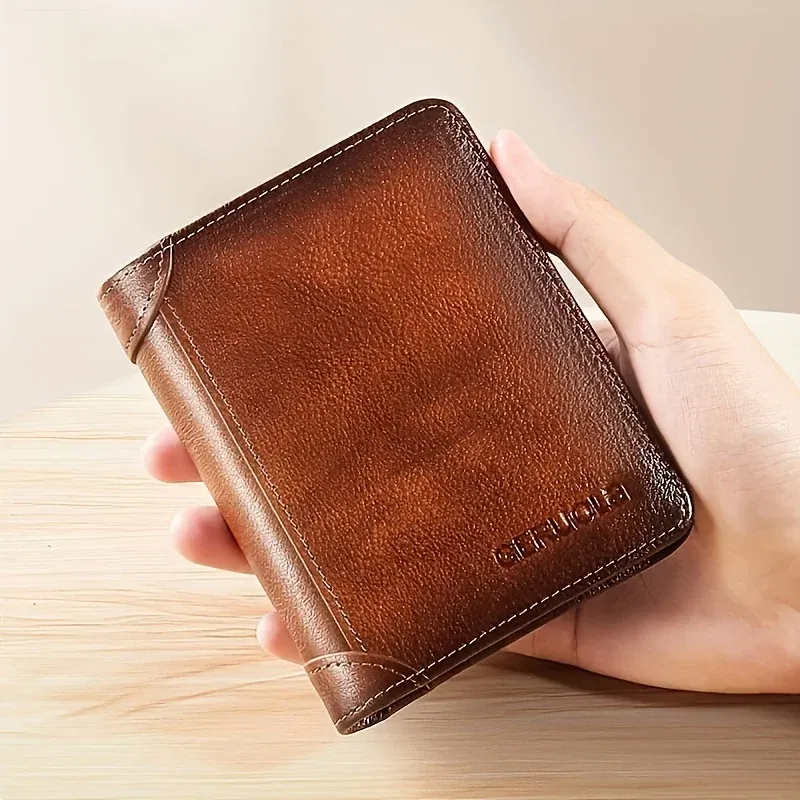 Color: black - GERUOLA Slim RFID Shielded Genuine Leather Wallet for Men-Multifunctional ID & Credit Card Holder Dark Brown with Embellishments
