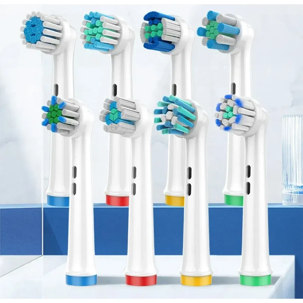 Color: black - 4PCS Dupont Bristle Electric Toothbrush Heads Whiten teeth/Daily Clean/Precison Cleaning/Soft Care Teeth Function For Oral B