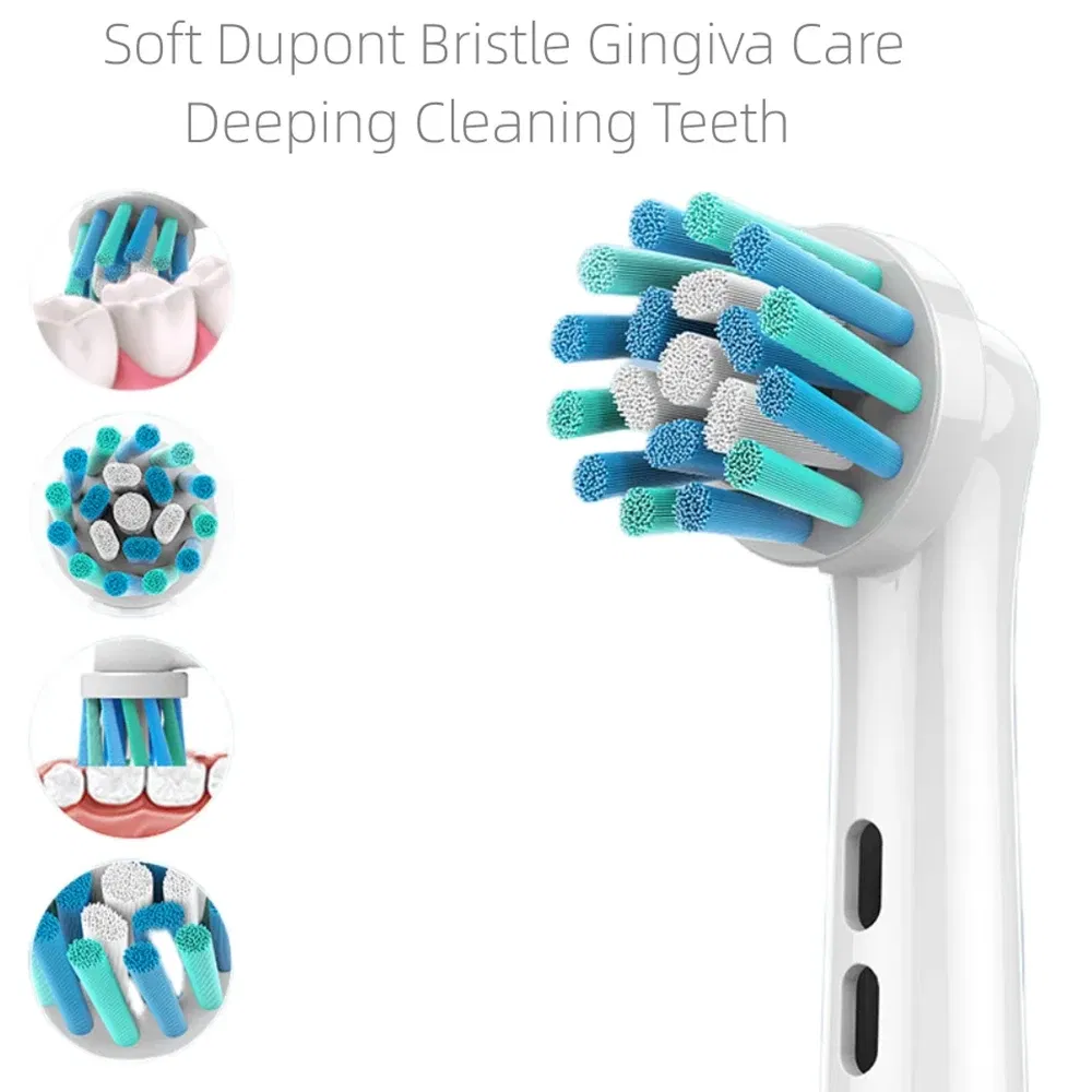Color: black - 4PCS Dupont Bristle Electric Toothbrush Heads Whiten teeth/Daily Clean/Precison Cleaning/Soft Care Teeth Function For Oral B