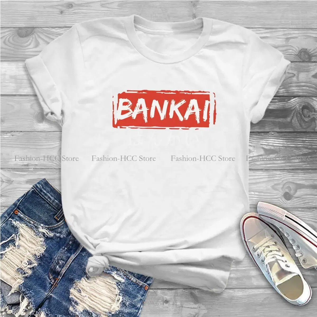 Color: WHITE, Size: S - Essential Round Collar Polyester TShirt Bleach Cartoon Anime Original T Shirt Women Clothes