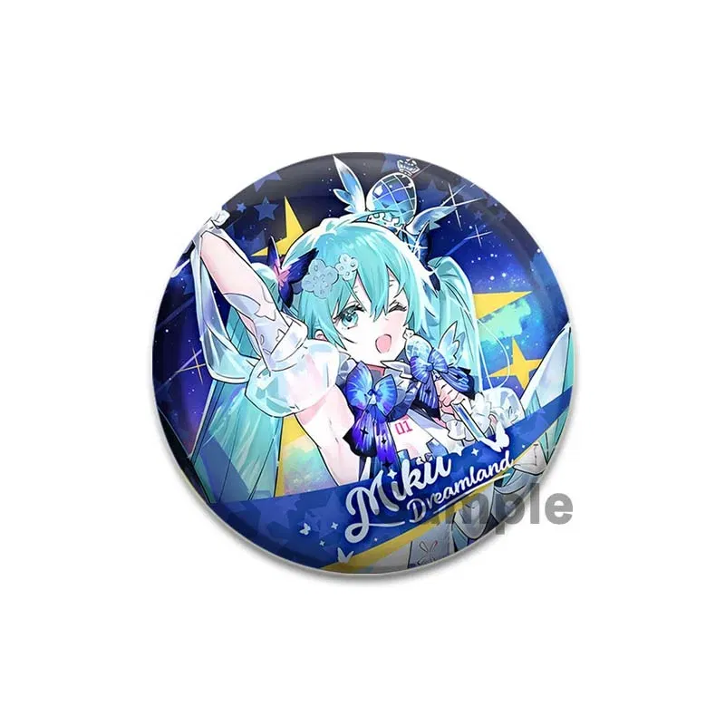 Color: light yellow, Size: L - 58/44/32mm Miku Anime Round Pins Cartoon Badges Cosplay Handmade Tinplate Brooch on Backpack Clothes Chest Ornament Gifts