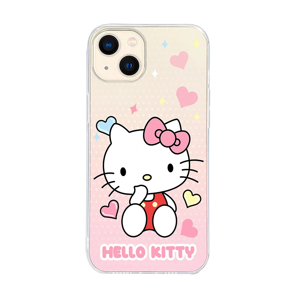 Color: GRAY, Material: Microfiber - Miniso Sanrio Collaboration Hello Kitty Phone Case For iPhone 15 14 13 11 12 16 Pro Max Plus X XR XS Girl Silicone Phone Case