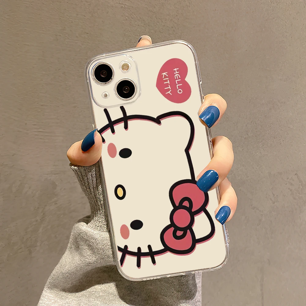 Color: GRAY, Material: Microfiber - Miniso Sanrio Collaboration Hello Kitty Phone Case For iPhone 15 14 13 11 12 16 Pro Max Plus X XR XS Girl Silicone Phone Case