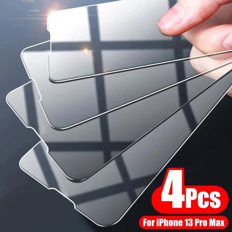 Color: Frosted, Bundle: 4 pieces - 4PCS Tempered Glass For iPhone 15 Pro Max 14 Pro 11 12 13 14 PRO MAX Screen Protector Glass For iPhone 15 14 Plus 13 12 Mini