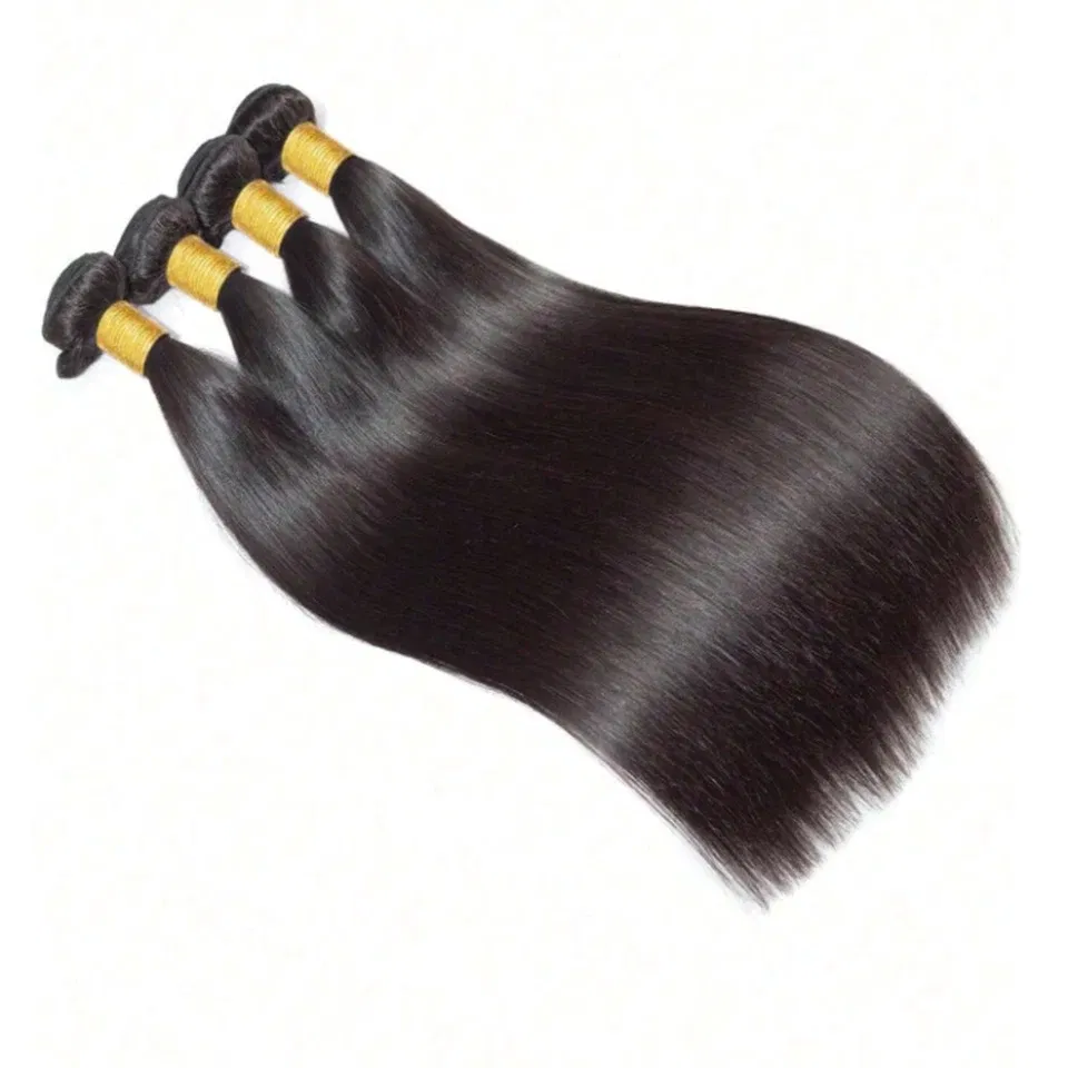 Stretched Length: 8 8 10 - Peruvian Bone Straight Human Hair Bundles Deal Unprocessed Virgin Hair Extensions Long Thick Cheap Brazilian Hair Weave Natural