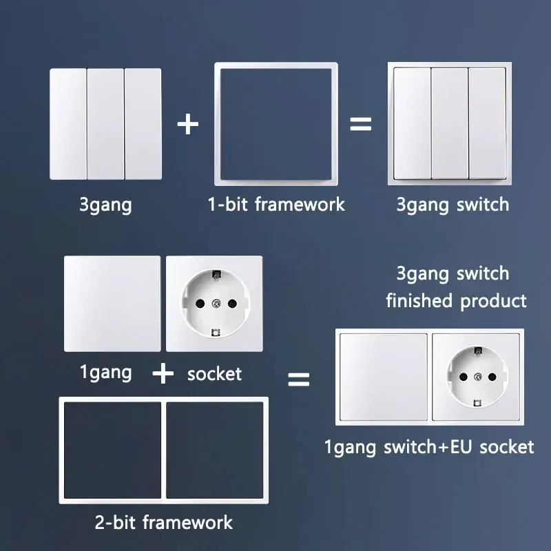 Color: Beige - YINKA Plastic Panel Korean Standard Switch Frame Wall Switch Wall Socket TV Satellite 220V 1234GANG DIY Plastic Frame Part White