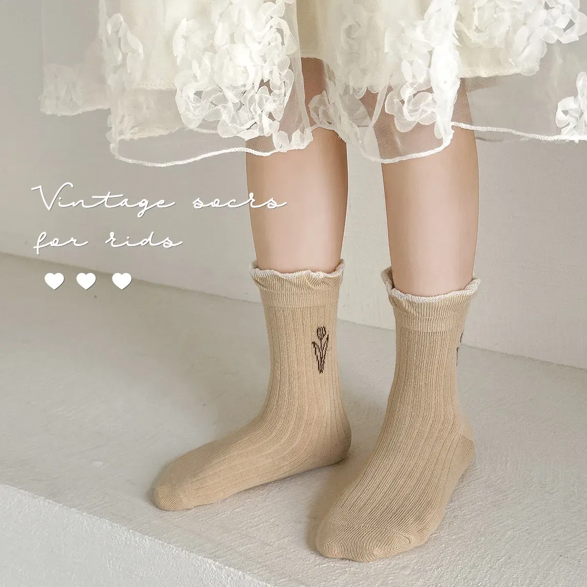 Color: Brown, Size: 7-9T - 3-12Y Girls Socks Spring Autumn Sweet princess Ruffle Medium Socks Cotton Socks 5 Pairs