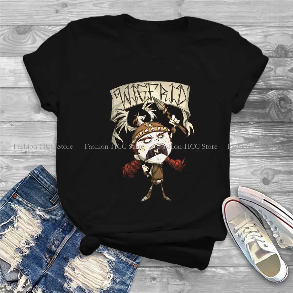 Color: WHITE, Size: M - Wigfrid Casual Polyester TShirt Dont Starve Style Tops Comfortable T Shirt Female