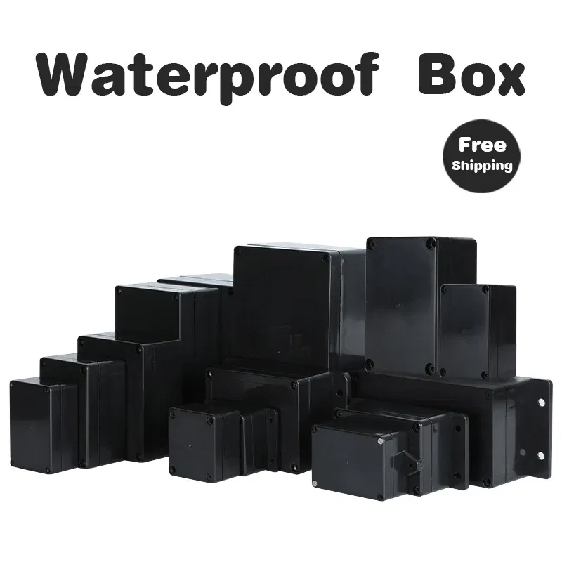 Color: Dark Grey - Black plastic waterproof wire junction box power supply outdoor security monitoring open-mounted waterproof box abs plastic shel