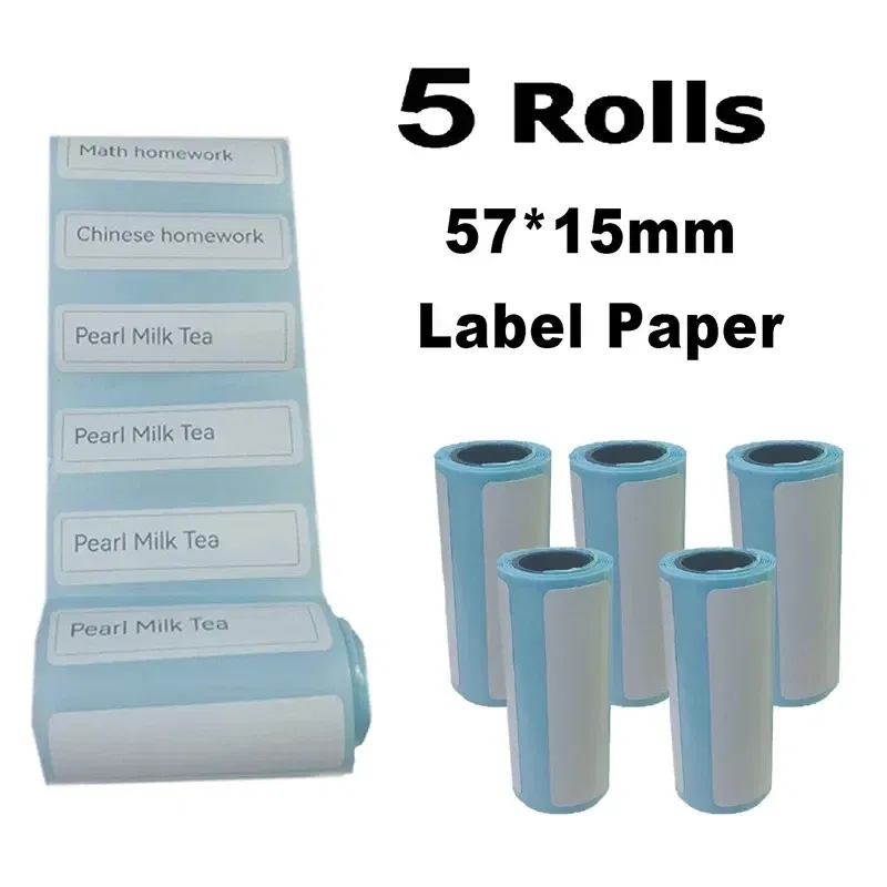Color: Navy Blue - Printer Paper Thermal Paper 58mm Mini Photo Rolls 57*25MM White Color Gift DIY Sticker Label Receipt Bill Self-adhesive Paper