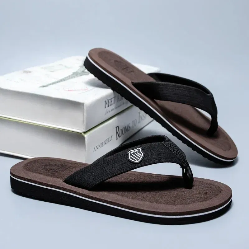 Color: black, Shoe Size: 40 - Hot Sale Men's Flip-flops Outdoor Casual Beach Slippers Soft Light Non-Slip Shoes Summer Slippers Men Shower 2023 Zapatos Hombre