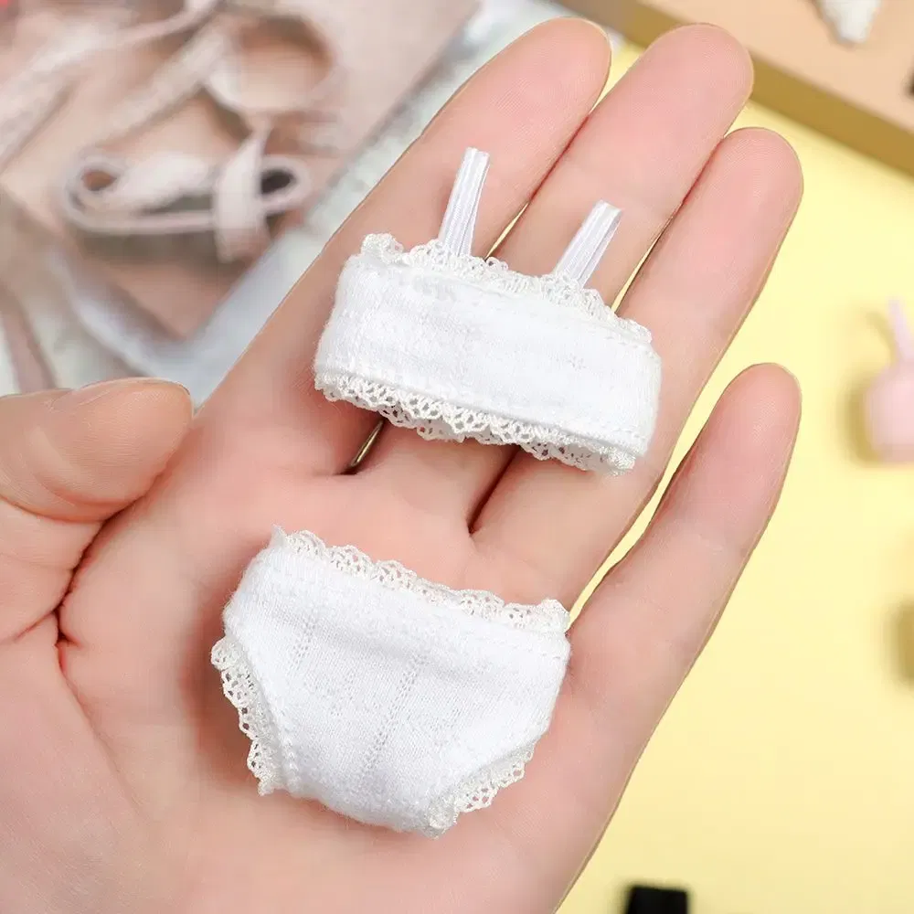 Color: Chocolate - 1Set Soft Lace Underwear Bra Briefs For 30CM Doll 1/6 Knickers For Blythe 1/6 BJD Dolls Top Underpant For Dollhouse Kids Toy