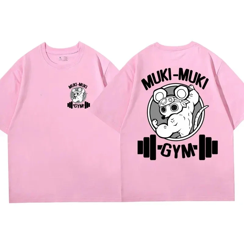 Color: Brown, Size: M - Anime Demon Slayer Uzui Tengen Print T-shirts Unisex Funny Ninja Mice Muki Muki Gym T Shirt Muscular Mouse Oversized T-shirt