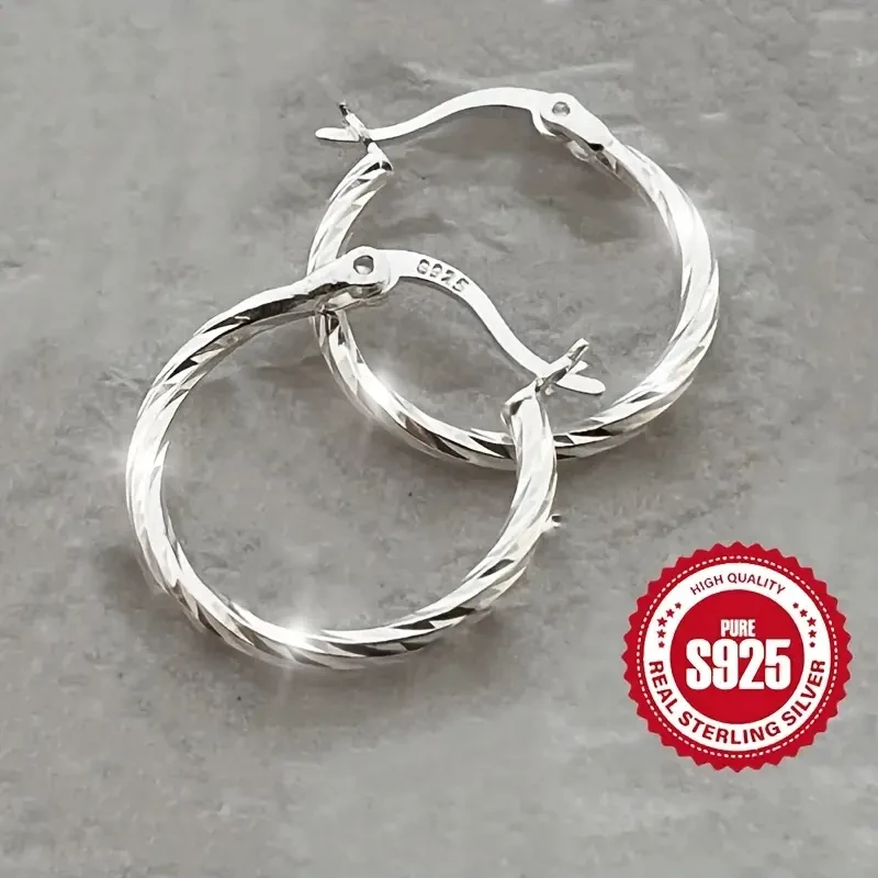 S925 Sterling Silver Hoop Earrings,