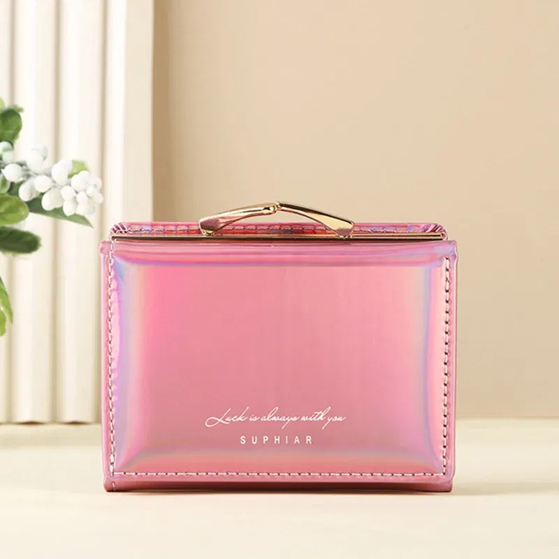 Color: Blue - Women'sWallets Fashion Rainbow Credit Card Holder Purses with Coin Pocket for Women Portable Short PU Leather Cute Wallet