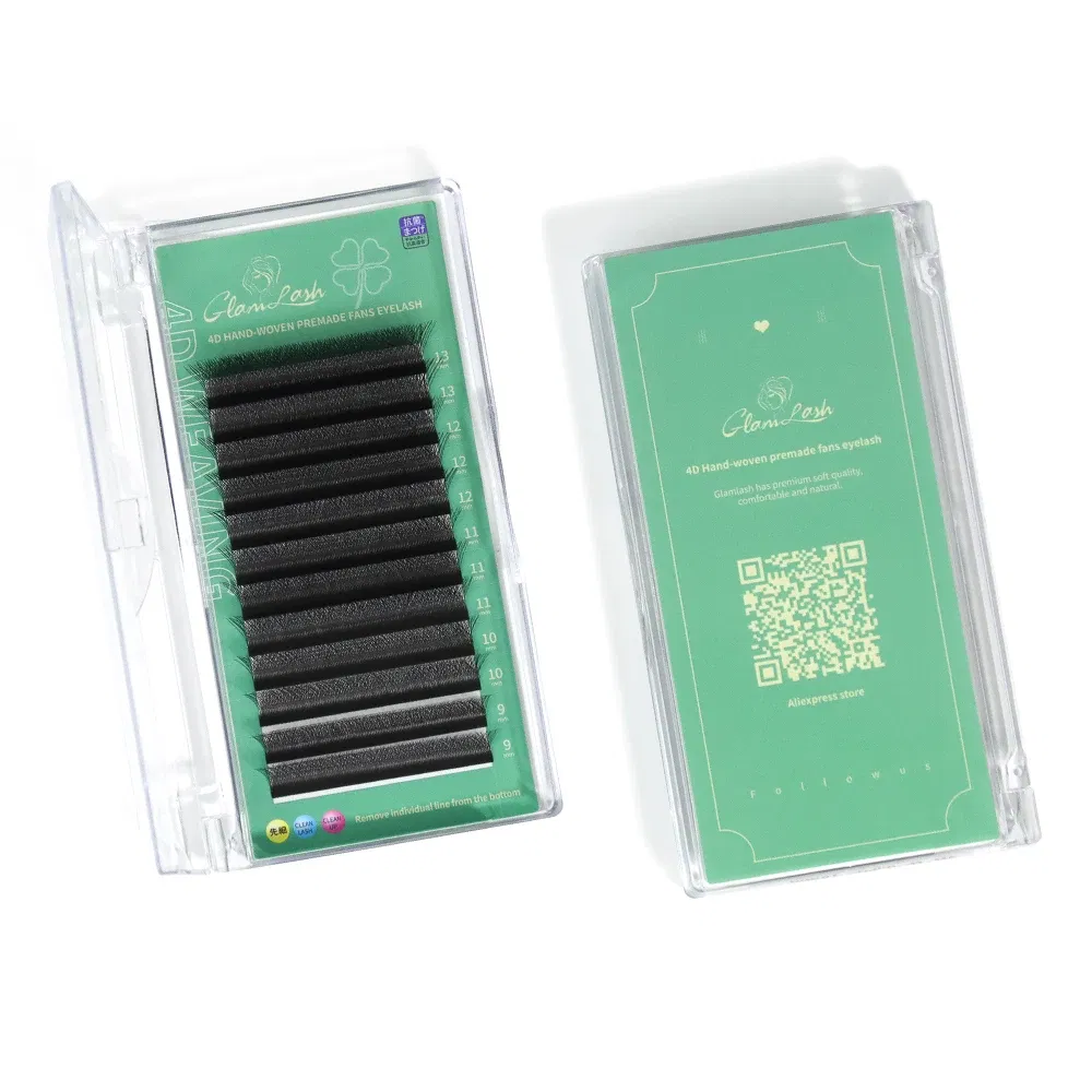 Color: Brushed Chrome, Curl: D, Thickness: 0.07mm, Length: 12mm - GLAMLASH 4D - W Shaped Eyelash Extension Automatic Flowering W Fake Lashes 0.07mm C/D/L/LU Curl Individual
