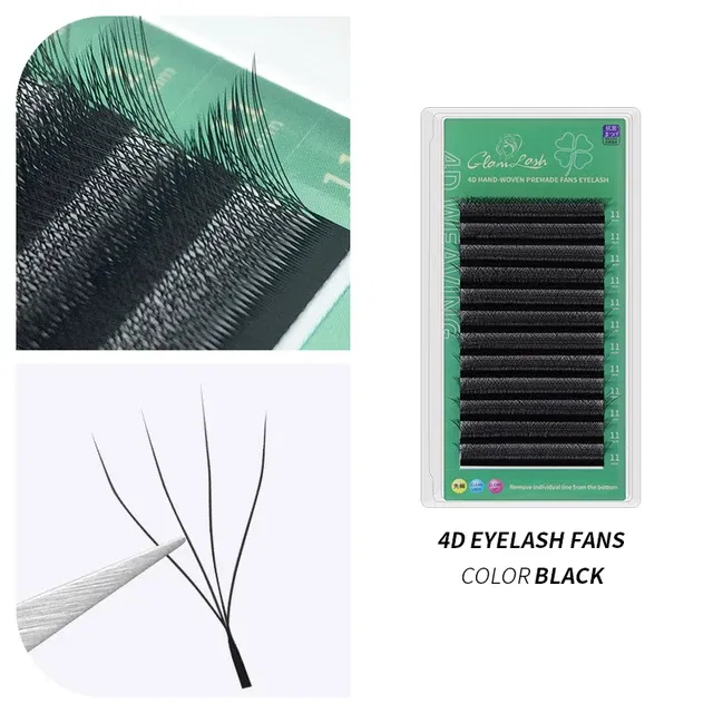 Color: Brushed Chrome, Curl: D, Thickness: 0.07mm, Length: 12mm - GLAMLASH 4D - W Shaped Eyelash Extension Automatic Flowering W Fake Lashes 0.07mm C/D/L/LU Curl Individual