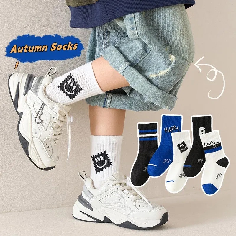 Color: black, Size: 7-9T - Autumn Socks Baby Socks Cute Truck Car Pattern Socks Boys Medium Socks Kids Autumn Winter Cotton Socks 5packs
