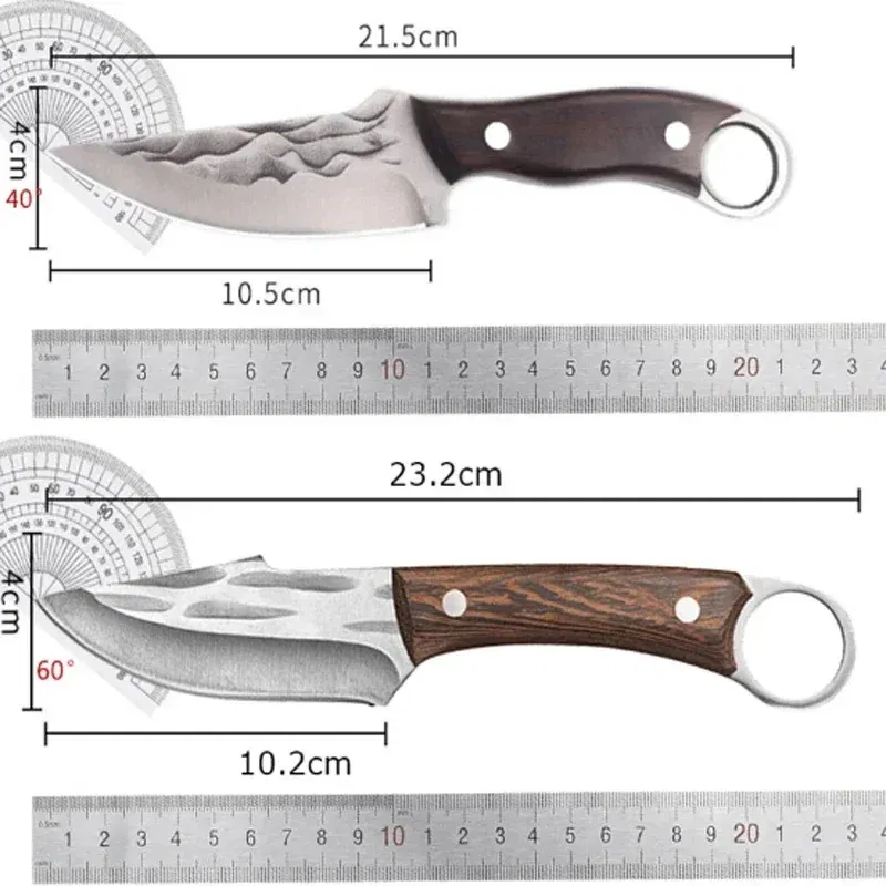 Color: grey - Stainless Steel Boning Knives Handmade Forged Knife Fruit Slicing Knife Meat Cleaver Kitchen Knife Fish Knife Cooking Knife
