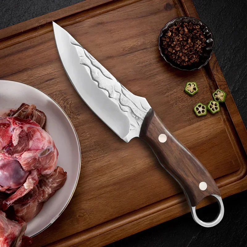 Color: grey - Stainless Steel Boning Knives Handmade Forged Knife Fruit Slicing Knife Meat Cleaver Kitchen Knife Fish Knife Cooking Knife