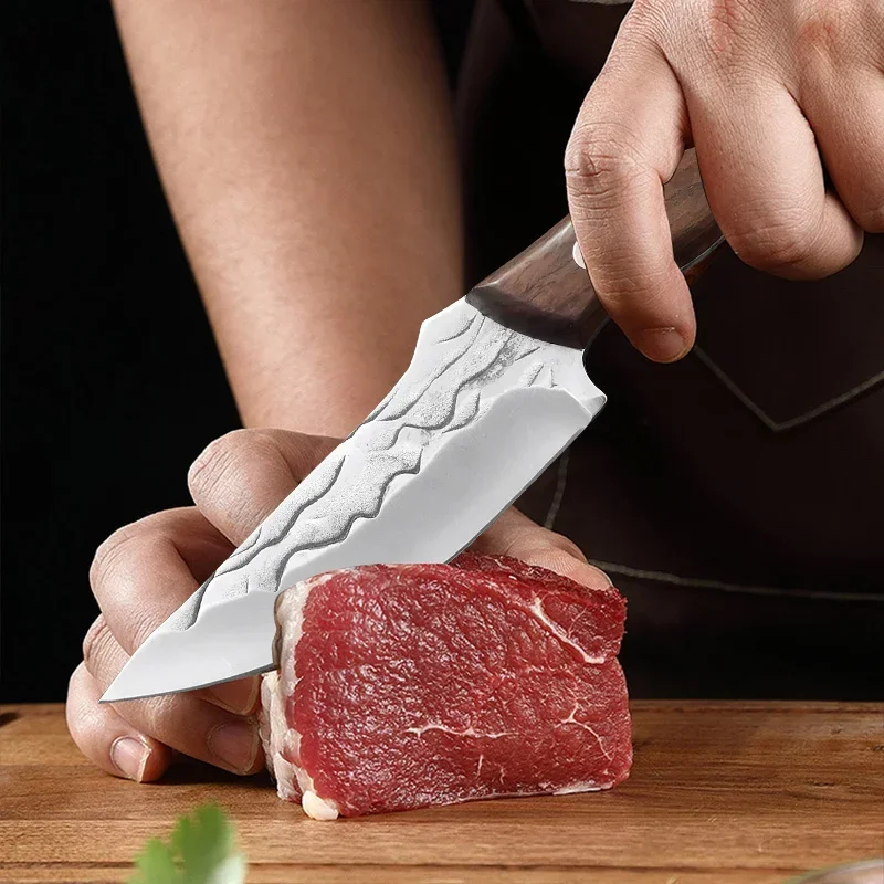 Color: grey - Stainless Steel Boning Knives Handmade Forged Knife Fruit Slicing Knife Meat Cleaver Kitchen Knife Fish Knife Cooking Knife