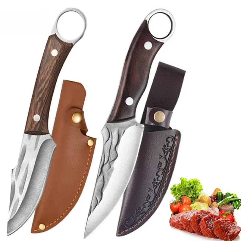 Color: grey - Stainless Steel Boning Knives Handmade Forged Knife Fruit Slicing Knife Meat Cleaver Kitchen Knife Fish Knife Cooking Knife