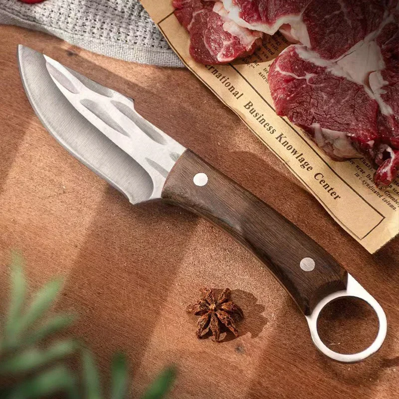 Color: grey - Stainless Steel Boning Knives Handmade Forged Knife Fruit Slicing Knife Meat Cleaver Kitchen Knife Fish Knife Cooking Knife