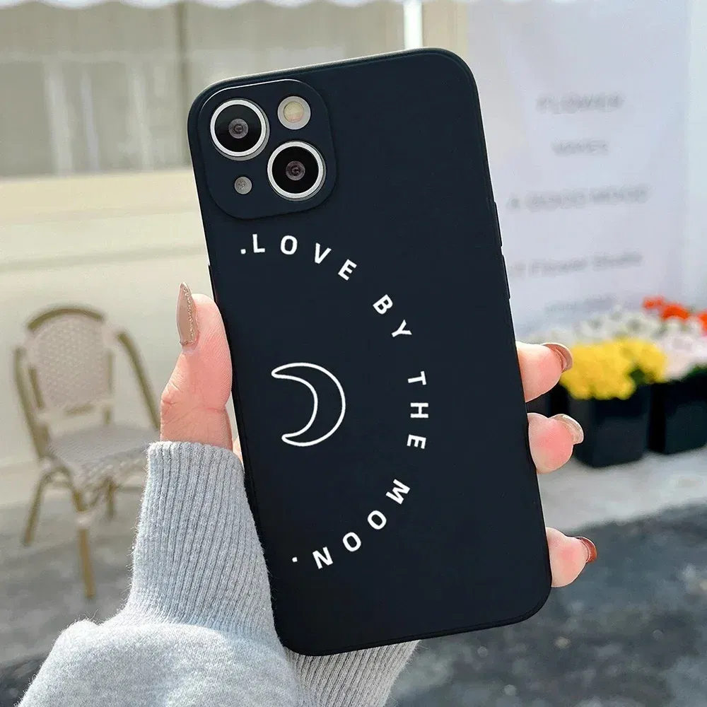 Color: black, Material: PC - Couple Black and White Love Sun Moon Case For Samsung Galaxy S10 S20 S21 S22 S23 S24 FE Plus Ultra Note 20 Silicone Phone Case