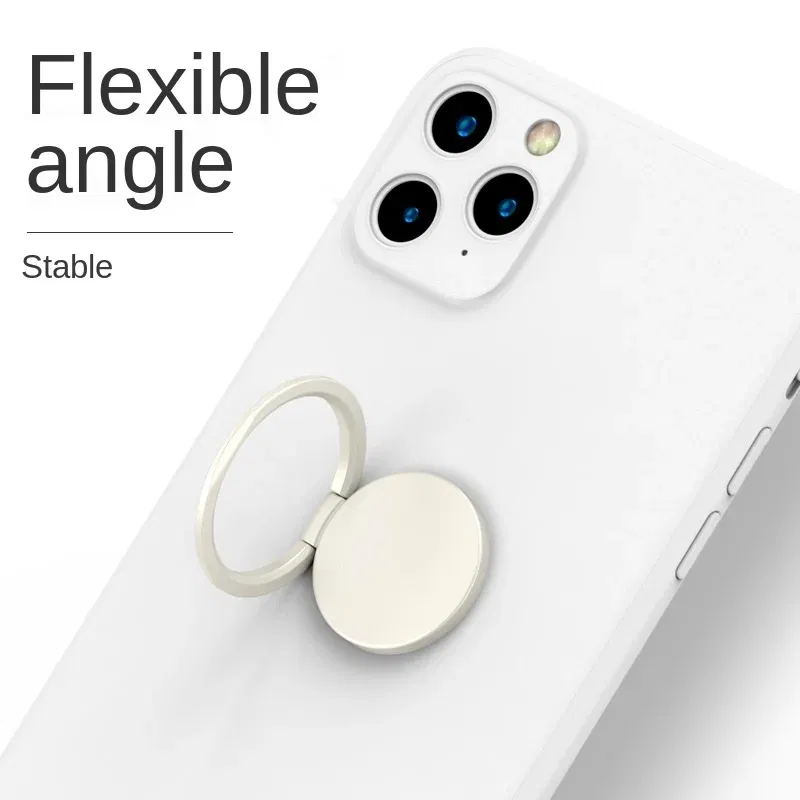 Color: Yellow - Metal 360 Degree Rotation Mobile Phone Holder Holder Stand Ring Buckle Creative Gift Universal Lazy Car Holder Round Liquid New