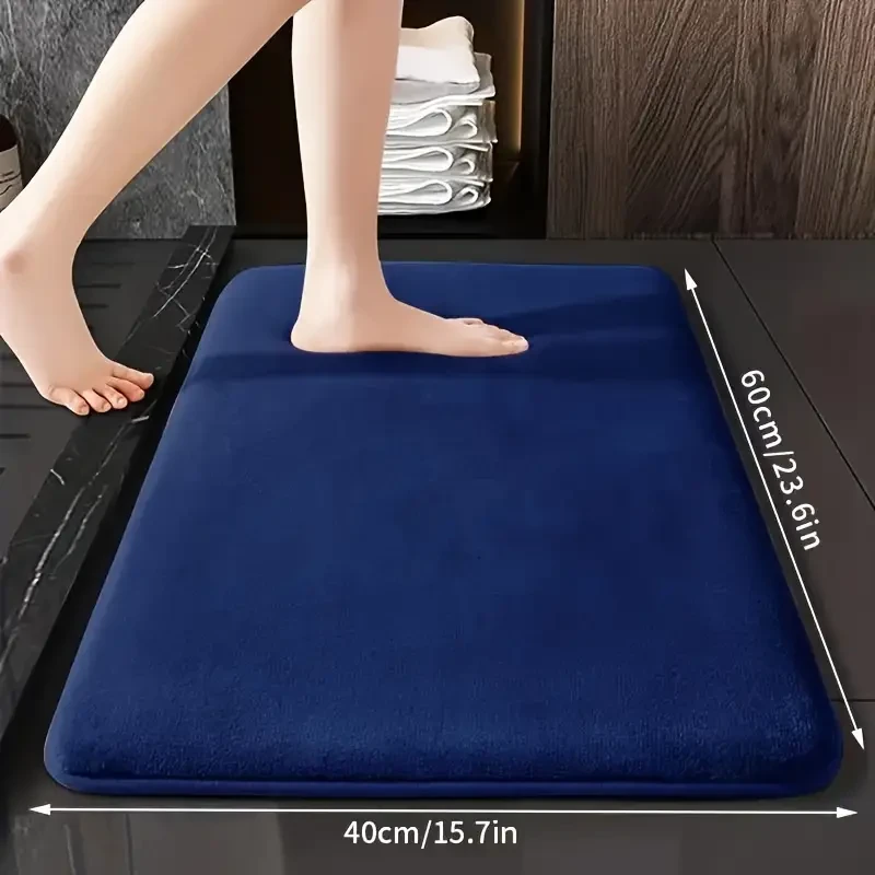 1pc Luxurious Ultra Absorbent Bath Mat - 25D High-Density Soft Sponge, Non-Slip, Quick-Drying, Mildew-Resistant Bathroom Rug