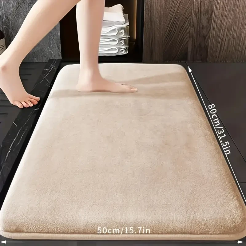 1pc Luxurious Ultra Absorbent Bath Mat - 25D High-Density Soft Sponge, Non-Slip, Quick-Drying, Mildew-Resistant Bathroom Rug