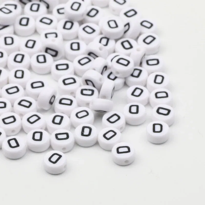Color: Clear, Item Diameter: Other - 50/100pcs/lot 7x4mm White Round A-Z Alphabet Letter Acrylic Loose Spacer Beads for Jewelry Making Diy Bracelet Accessories