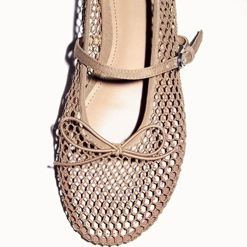 Color: black, Shoe Size: 39, Ships From: CHINA - Mesh Summer Ballet Flats Shoes Women Buckle Strap Breathable 2025 New Flats Shoes Ladies Black Mary Janes Footwear Loafers