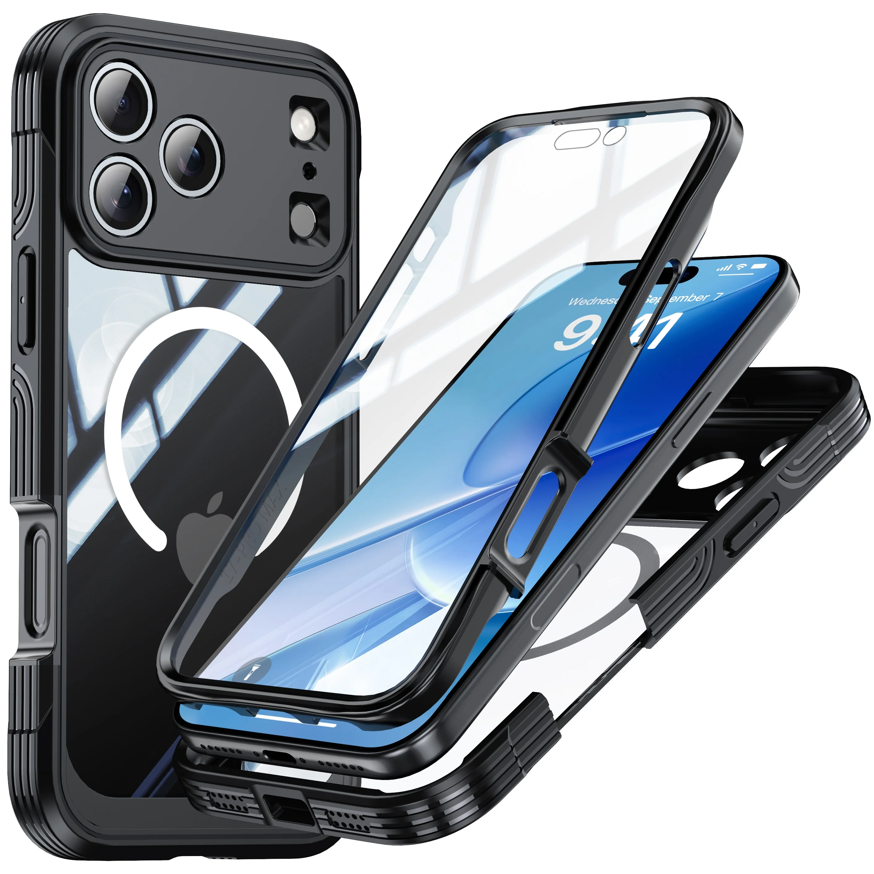 Color: black, Compatibility by Model: iPhone17 - Shellbox-For iPhone17promax/17Air phone case, drop-resistant, ultra-thin transparent magnetic, scratch-resistant and wear-resist