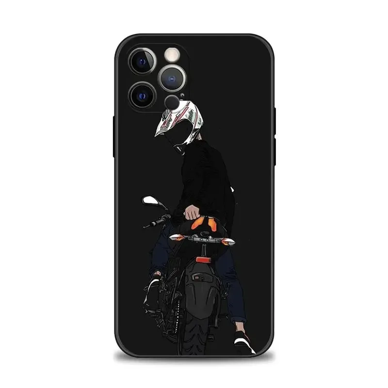 Color: Gold, Material: Neoprene - Moto Cross Motorcycle Sports Phone Case For iPhone 16 15 14 13 12 11 Pro Max XS X XR Plus Mini Luxury Black Soft Cover Funda