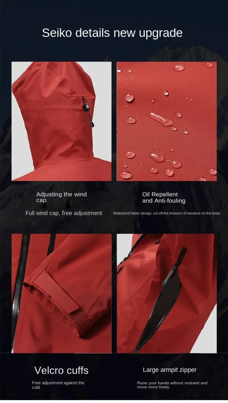 Color: Gold, Size: L - GB Standard Waterproof Jacket Men Women, All-Weather Hiking Raincoat, Breathable Windbreaker, Outdoor Trekking Climbing Coat