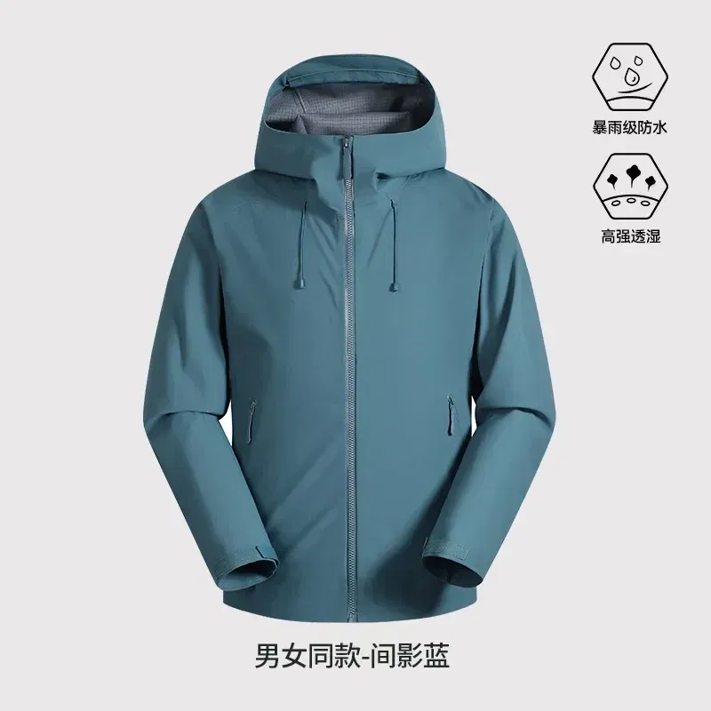 Color: Gold, Size: L - GB Standard Waterproof Jacket Men Women, All-Weather Hiking Raincoat, Breathable Windbreaker, Outdoor Trekking Climbing Coat