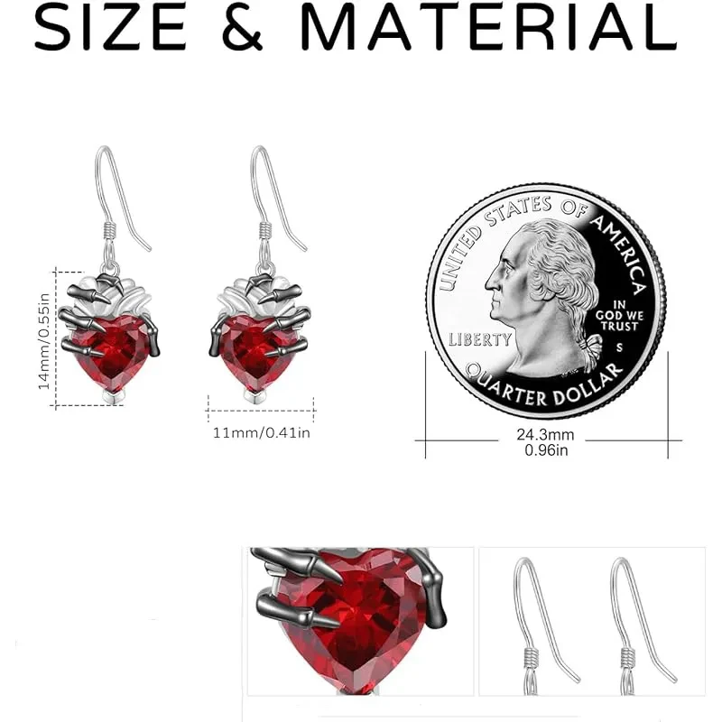 Heart-shaped Skull Hand Earrings