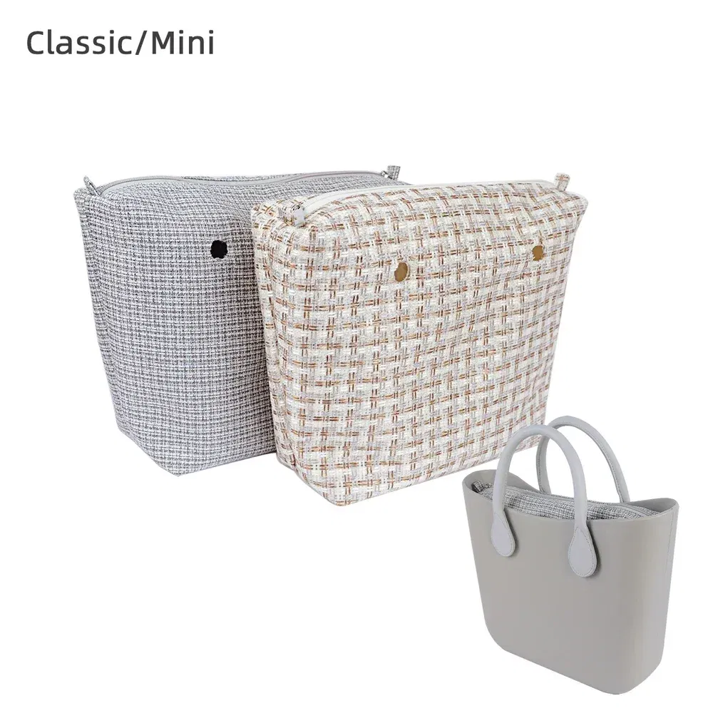 Color: Chocolate - TANQU Classic Mini linen canvas organizer fabric inner lining Insert for Obag Mini O Bag Women's Handbag Accessory