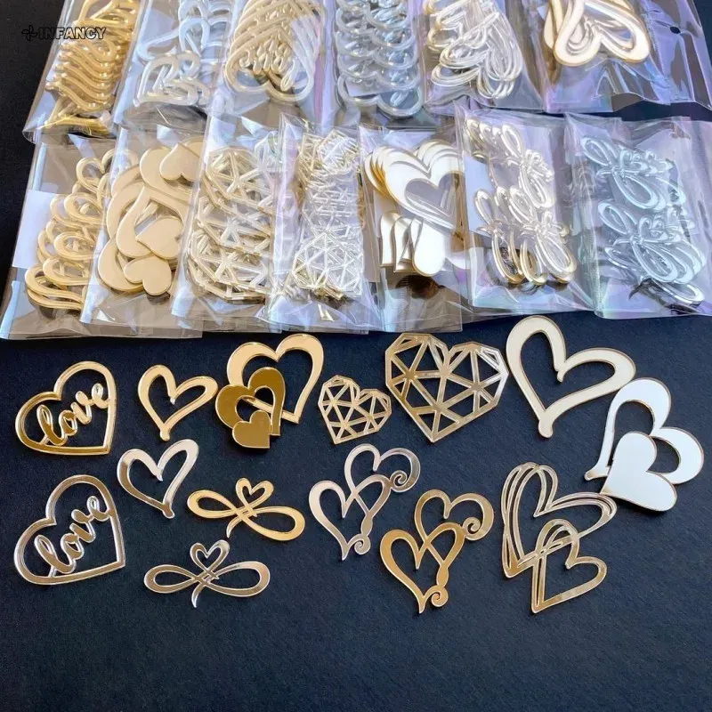 Color: Dark Khaki - 1Pcs Acrylic Cake Toppers Supplies Hearts Baking Dessert Flag Placard Decoration Proposal Anniversary Wedding Birthday Party