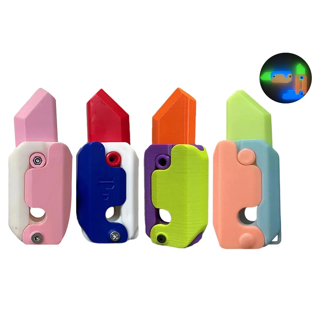 Color: CRIMSON, Ships From: CHINA - Gravity Folding Claw Knife Radish Knife 3d Printing Gravity Knife Small Radish Knife Push Card Decompression Fidget Mini Toy