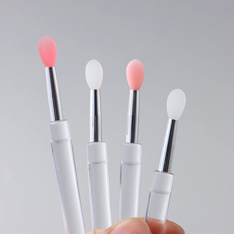 Color: Red - Silicone Applicator Sticks Nail Art Reusable Mirror Chrome Effect Glitter Applying Manicure Tool Pigment Silicone Nail Brush