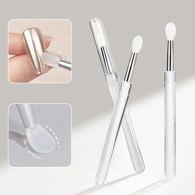 Color: Red - Silicone Applicator Sticks Nail Art Reusable Mirror Chrome Effect Glitter Applying Manicure Tool Pigment Silicone Nail Brush