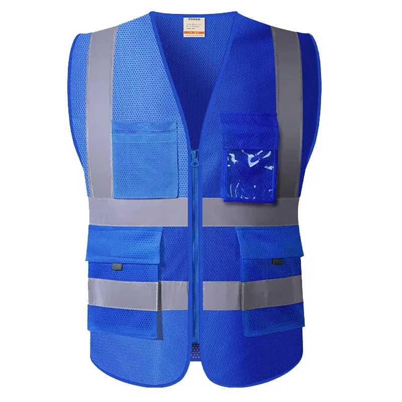 Color: Blue, Size: XL - SFVEST MENS WOMEN HI VIS VIZ EXECUTIVE VEST WAISTCOAT TWO INCHES WIDTH REFLECTIVE SAFETY LARGE POCKETS FREE DELIVERY